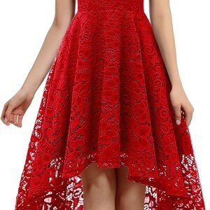 Dressystar Women's Lace Cocktail Dress Hi-Lo Off Shoulder Bridesmaid Size Large